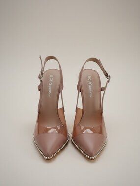 BCBGeneration Studded Slingback Heels — Clear PVC Pointed Toe Pumps